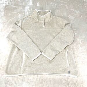 Eddie Bauer Sweater Women’s 2xl Beige LS Pocket Snap Mock Neck